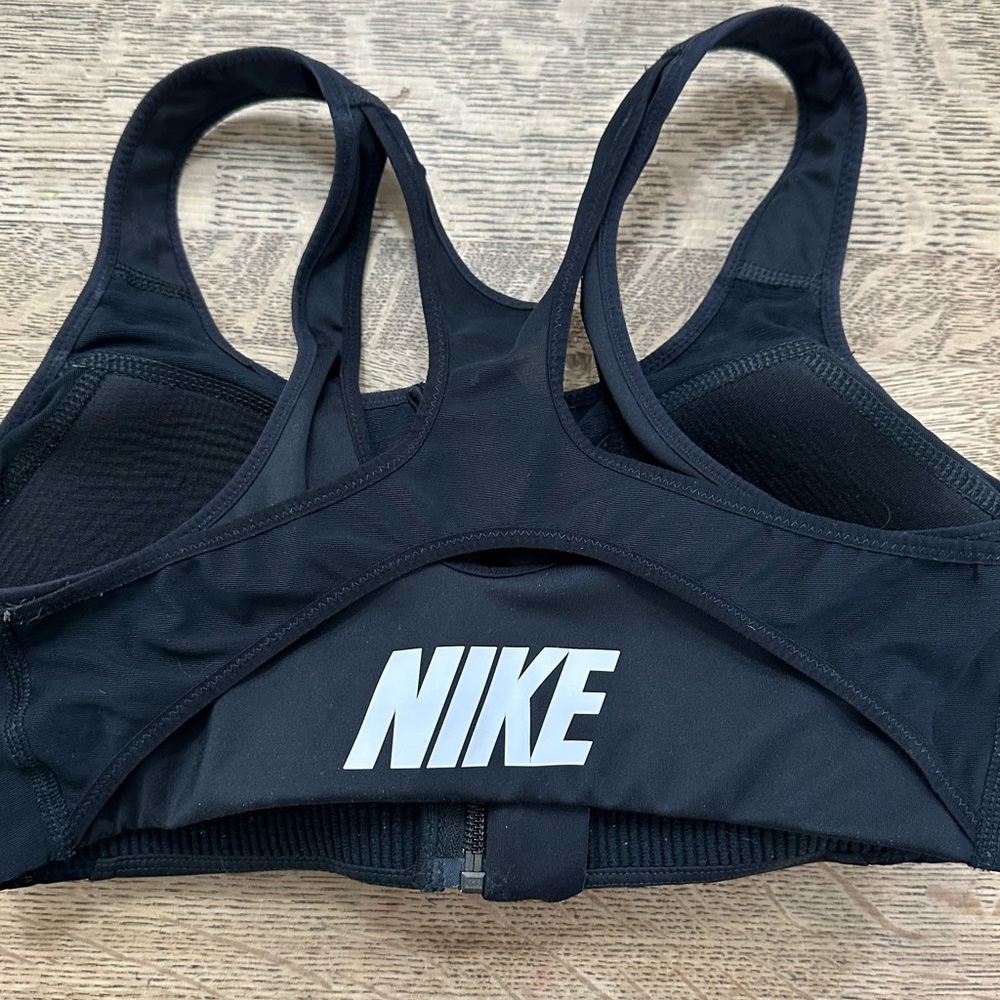 (3) THREE Nike DRI-Fit Shape Support Zip Front Padded Sports Bra Black medium - Picture 7 of 16